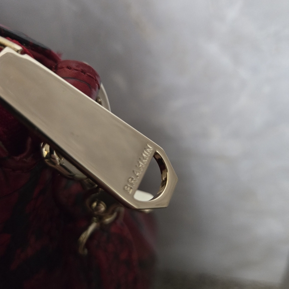 Brahmin Red and Black Croc-Embossed Shoulder Bag - Picture 4 of 14